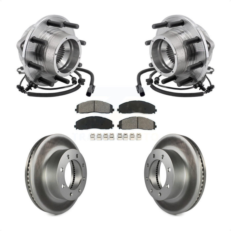 Front Hub Bearing Assembly Coated Disc Brake Rotor Pads Kit For Ford F-350 Super Duty 4WD KBB-127385