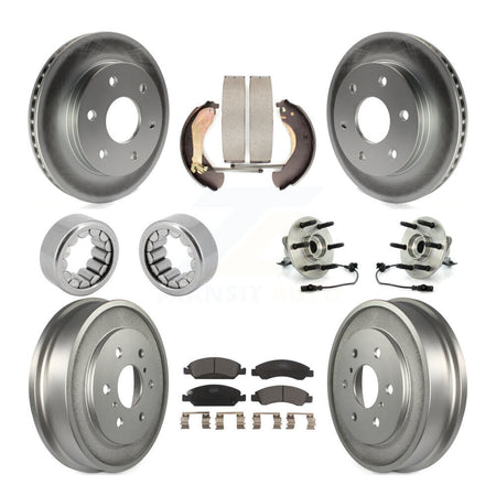 Front Rear Hub Bearing Coated Disc Brake Rotor & Pads Shoe Kit (10Pc) For GMC Sierra 1500 KBB-127392