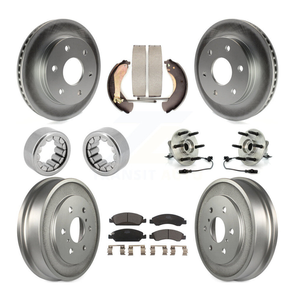 Front Rear Hub Bearing Coated Disc Brake Rotor & Pads Shoe Kit (10Pc) For GMC Sierra 1500 KBB-127392