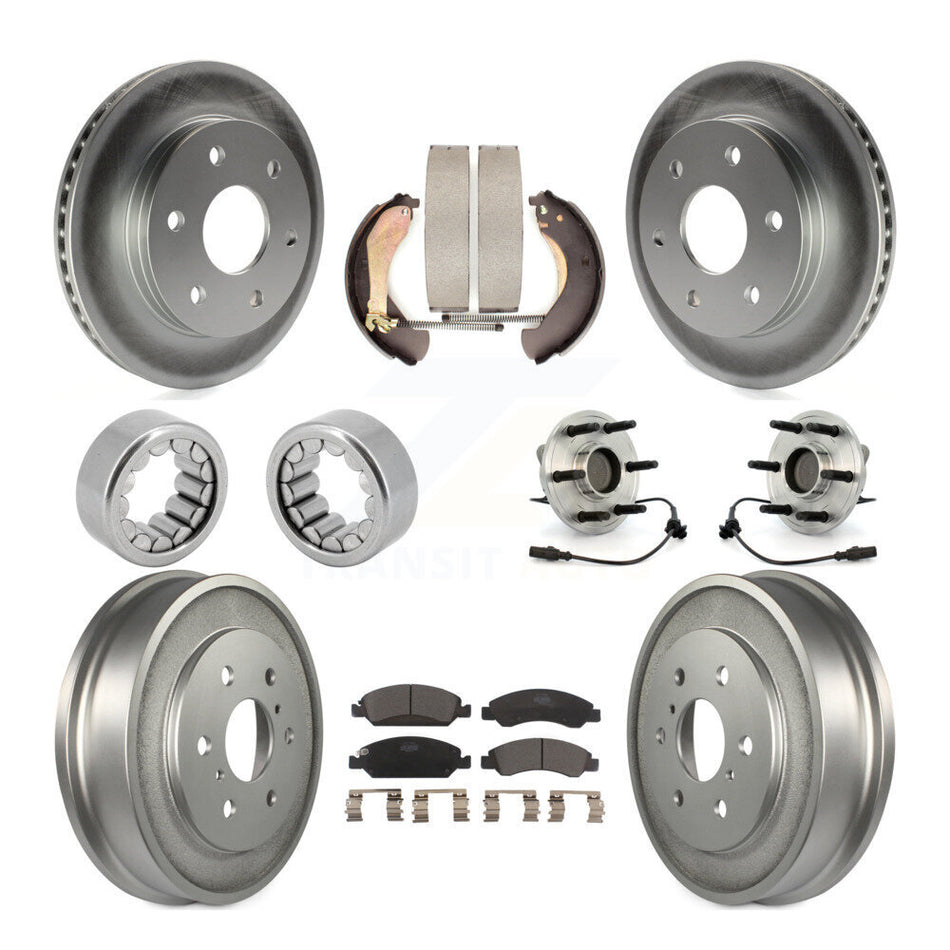 Front Rear Hub Bearing Coated Disc Brake Rotor & Pads Shoe Kit (10Pc) For GMC Sierra 1500 KBB-127393
