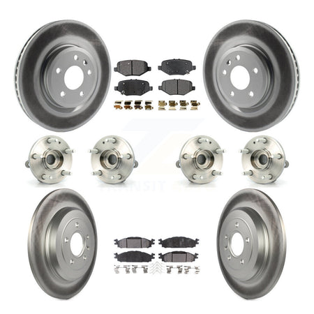 Front Rear Hub Bearings Coated Disc Brake Rotors And Pads Kit (10Pc) For Ford Explorer KBB-127396