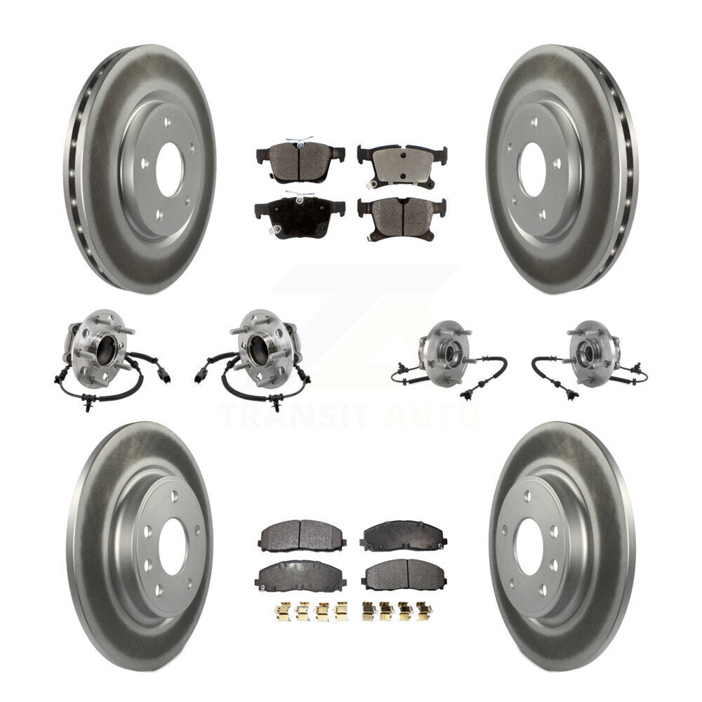 Front Rear Hub Bearing Coated Disc Brake Rotors And Pads Kit (10Pc) For Chrysler Pacifica KBB-127397