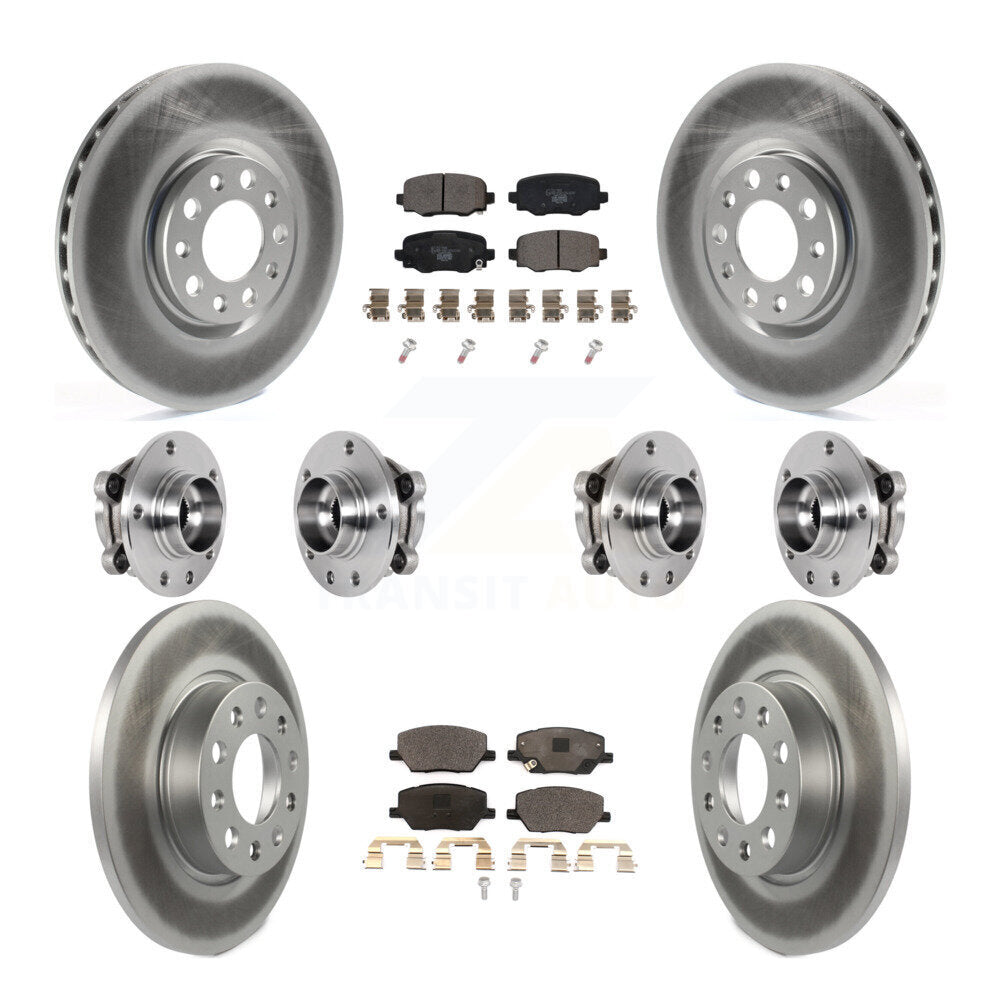 Front Rear Hub Bearing Coated Disc Brake Rotor Pad Kit (10Pc) For Jeep Renegade Fiat 500X KBB-127398