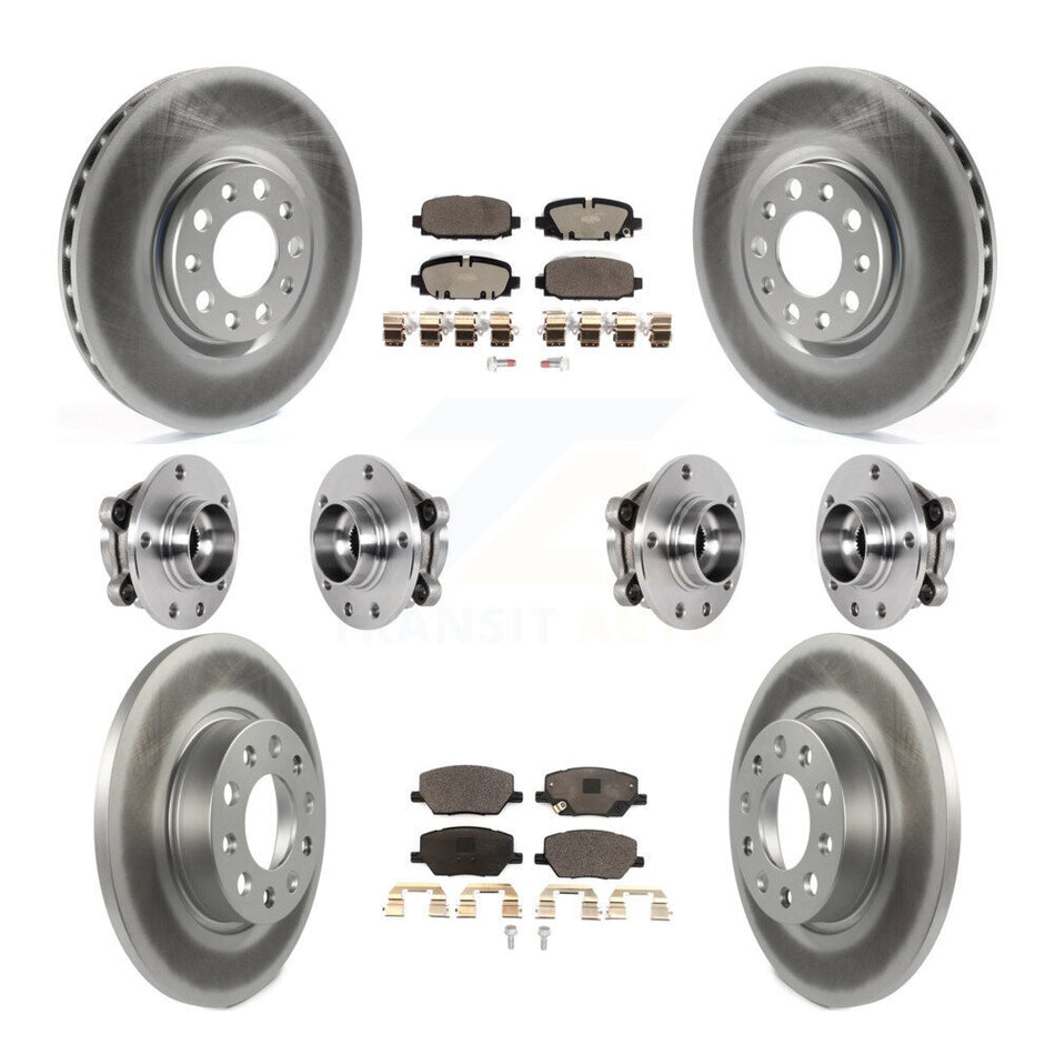 Front Rear Hub Bearings Coated Disc Brake Rotors And Pads Kit (10Pc) For Jeep Compass AWD KBB-127399