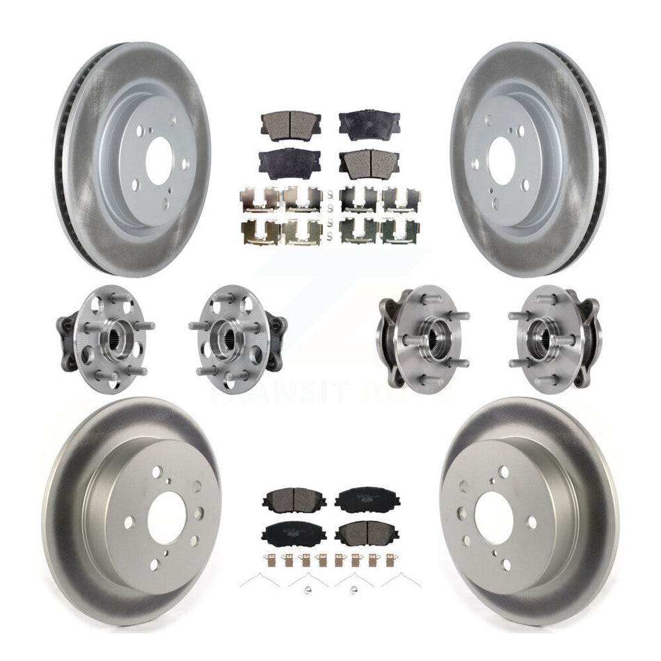 Front Rear Hub Bearings Coated Disc Brake Rotors And Pads Kit (10Pc) For Toyota Camry KBB-127408