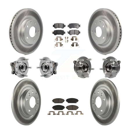 Front Rear Hub Bearing Coated Brake Rotor And Pad Kit (10Pc) For 2016-2018 Mazda CX-3 AWD KBB-127411