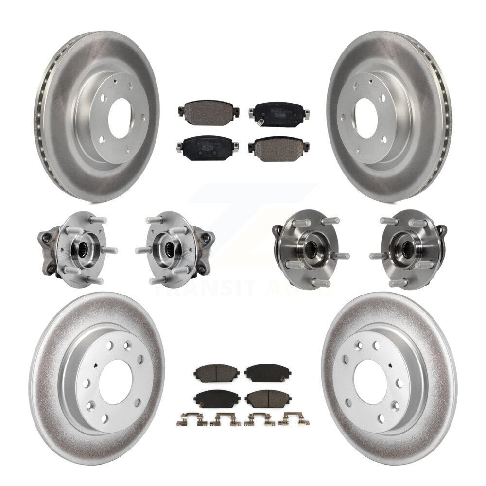 Front Rear Hub Bearing Coated Brake Rotor And Pad Kit (10Pc) For 2019-2021 Mazda CX-3 AWD KBB-127412
