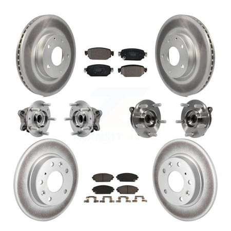 Front Rear Hub Bearing Coated Brake Rotor And Pad Kit (10Pc) For 2019-2021 Mazda CX-3 AWD KBB-127412