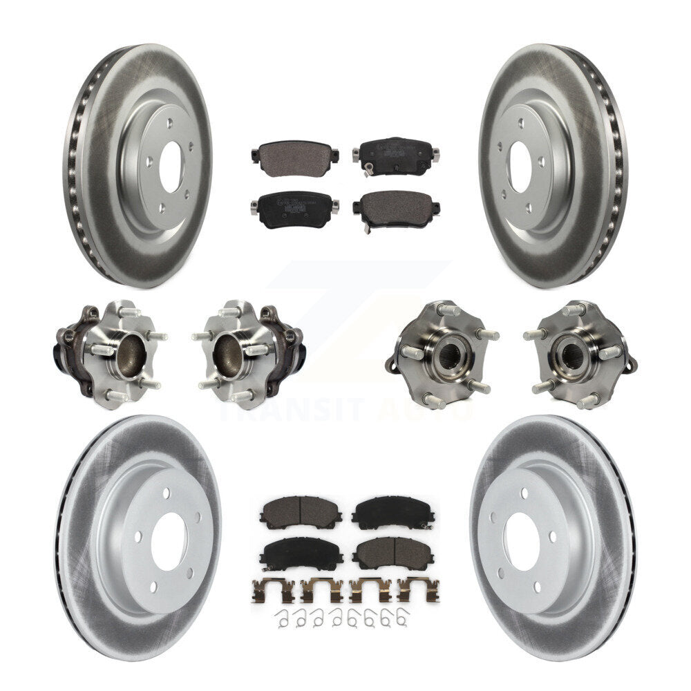 Front Rear Hub Bearings Coated Disc Brake Rotors And Pads Kit (10Pc) For Nissan Rogue KBB-127423