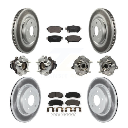 Front Rear Hub Bearings Coated Disc Brake Rotors And Pads Kit (10Pc) For Nissan Rogue KBB-127423