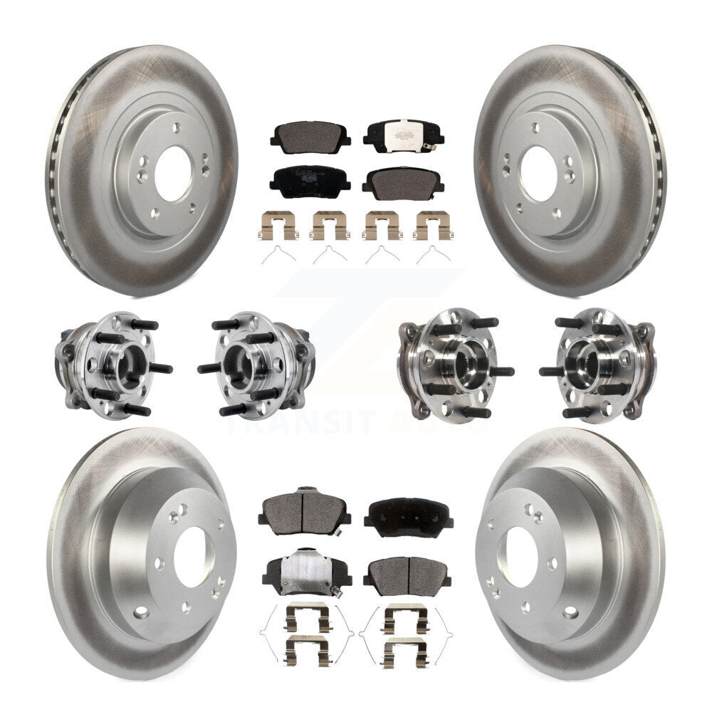 Front Rear Hub Bearing Coated Brake Rotor & Pads Kit (10Pc) For 2016-2020 Kia Sorento FWD KBB-127425