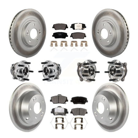 Front Rear Hub Bearing Coated Brake Rotor & Pads Kit (10Pc) For 2016-2020 Kia Sorento FWD KBB-127425