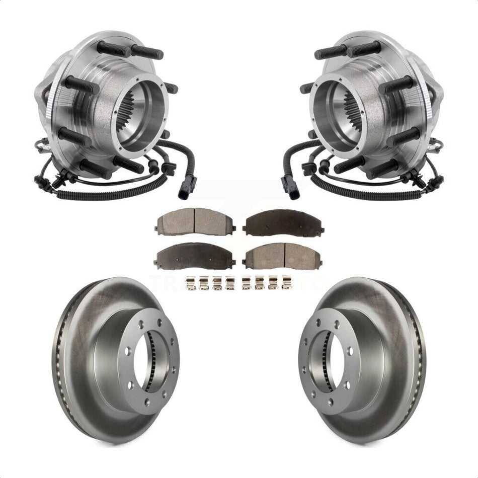 Front Hub Bearing Assembly Coated Disc Brake Rotor Pads Kit For Ford F-350 Super Duty 4WD KBB-127437