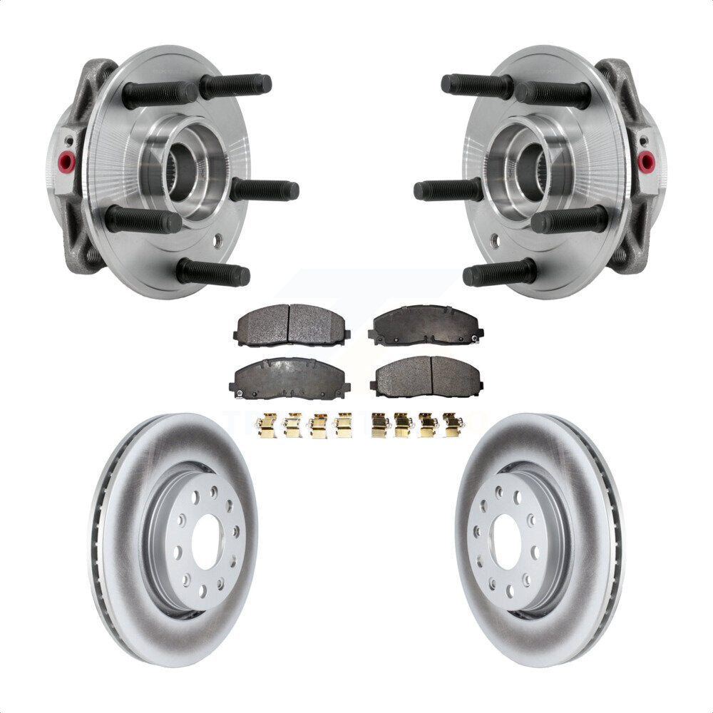 Front Hub Bearing Assembly Coated Disc Brake Rotor & Pads Kit For Jeep Wrangler Gladiator KBB-127440