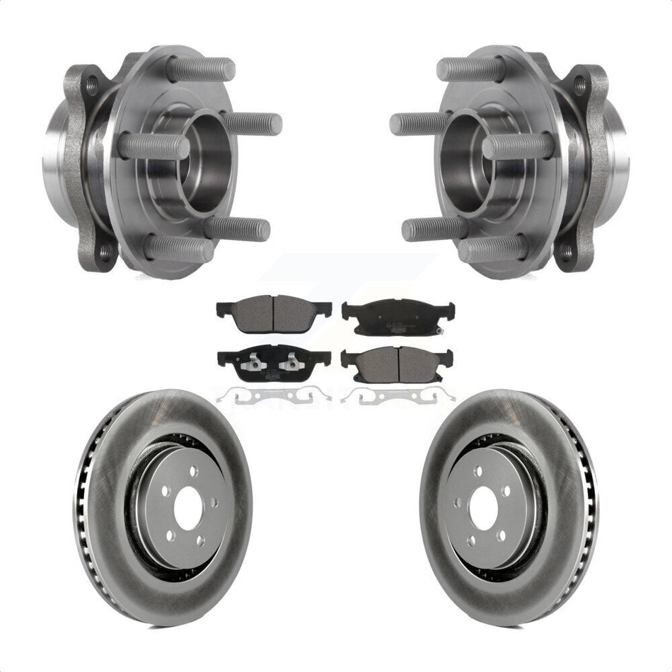 Front Hub Bearing Coated Brake Rotor Pad Kit For Lincoln Nautilus With Vented Rear Rotors KBB-127450