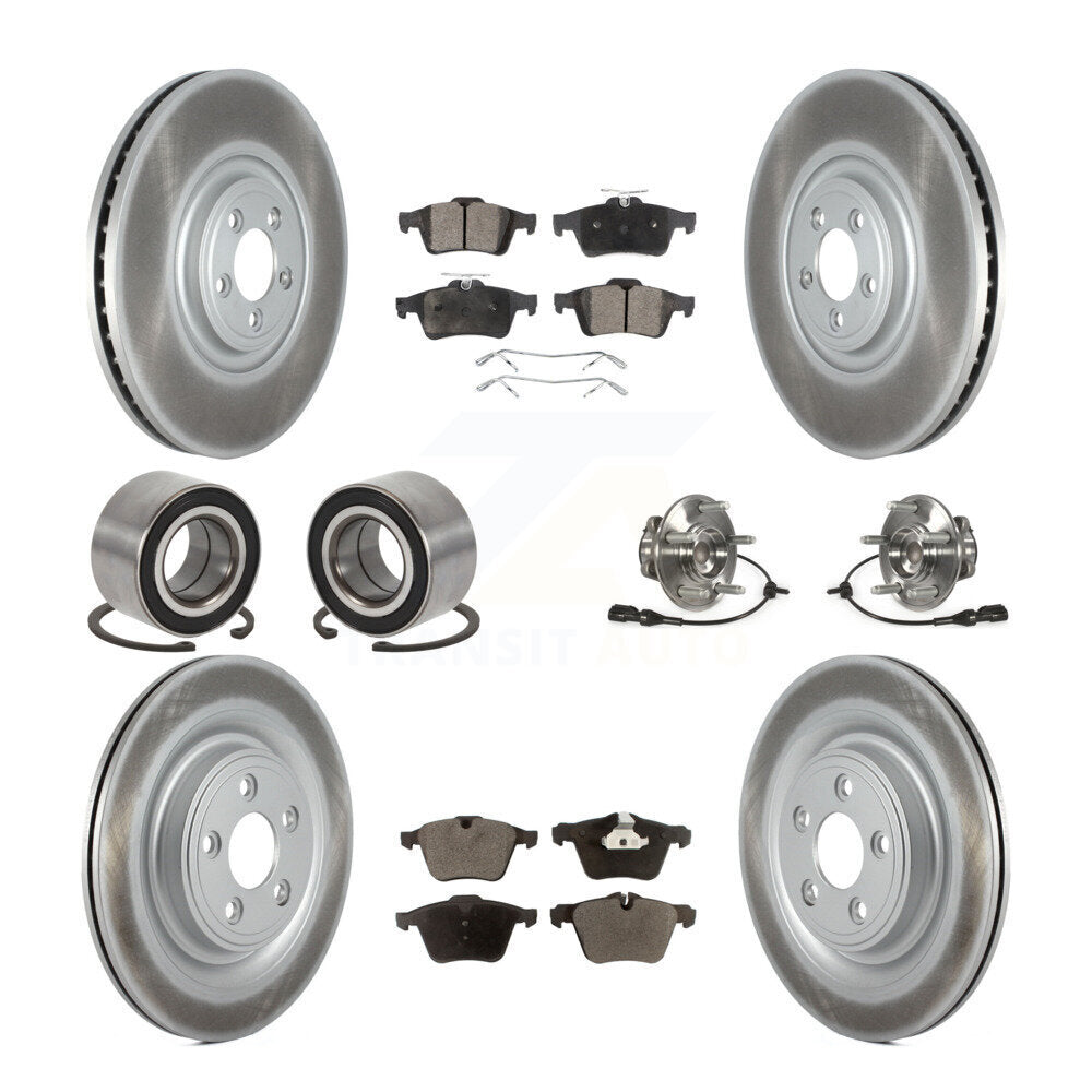 Front Rear Hub Bearings Coated Disc Brake Rotors And Pads Shoes Kit (10Pc) For Jaguar XF KBB-127470