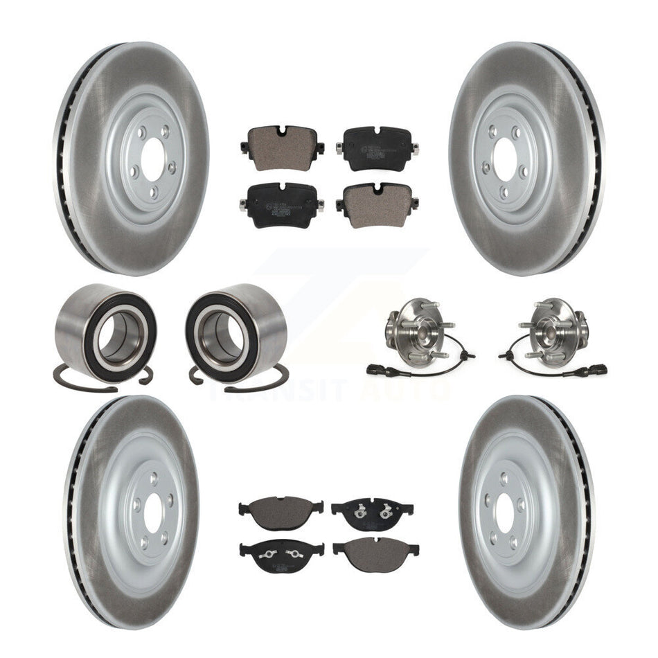 Front Rear Hub Bearing Coated Disc Brake Rotor & Pad Shoe Kit (10Pc) For Jaguar XJ XJR575 KBB-127471