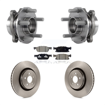 Front Hub Bearing Brake Rotor Pads Kit For 19-23 Lincoln Nautilus With Vented Rear Rotors KBB-127474
