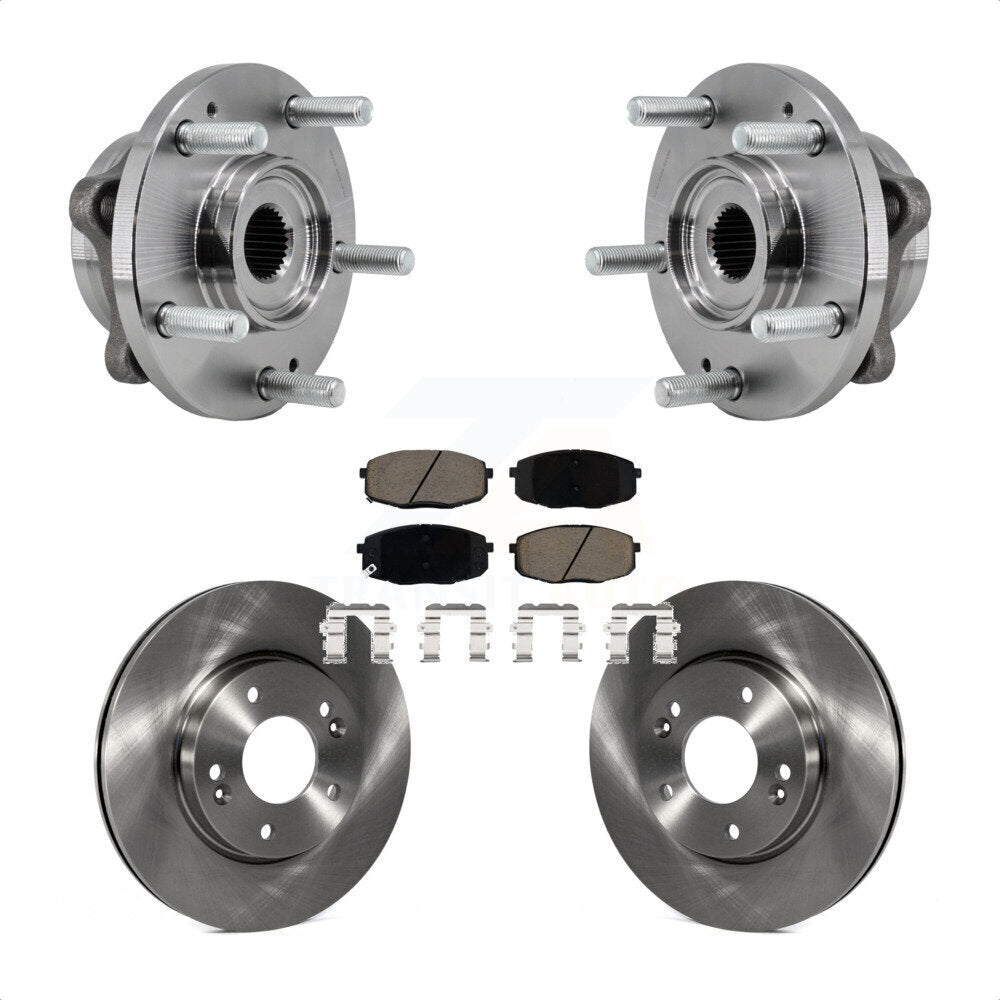 Front Hub Bearing Assembly Brake Rotor Pad Kit For 2017-2019 Kia Soul Naturally Aspirated KBB-127484