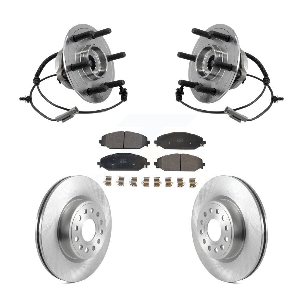 Front Hub Bearing Assembly Disc Brake Rotor Pads Kit For Ram 1500 With 22" Factory Wheels KBB-127509
