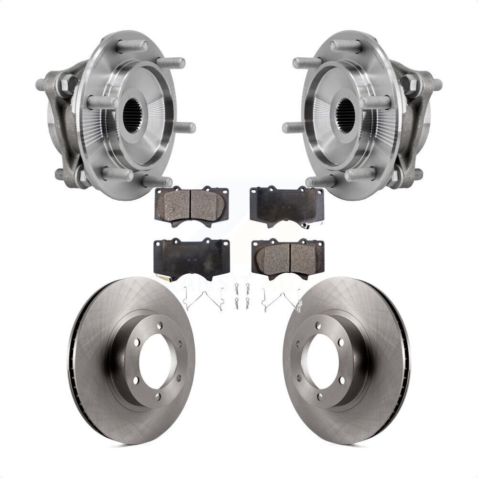 Front Hub Bearing Assembly Disc Brake Rotors And Pads Kit For Toyota 4Runner Lexus GX470 KBB-127522