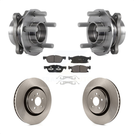 Front Hub Bearing Brake Rotor Pads Kit For 19-23 Lincoln Nautilus With Vented Rear Rotors KBB-127523