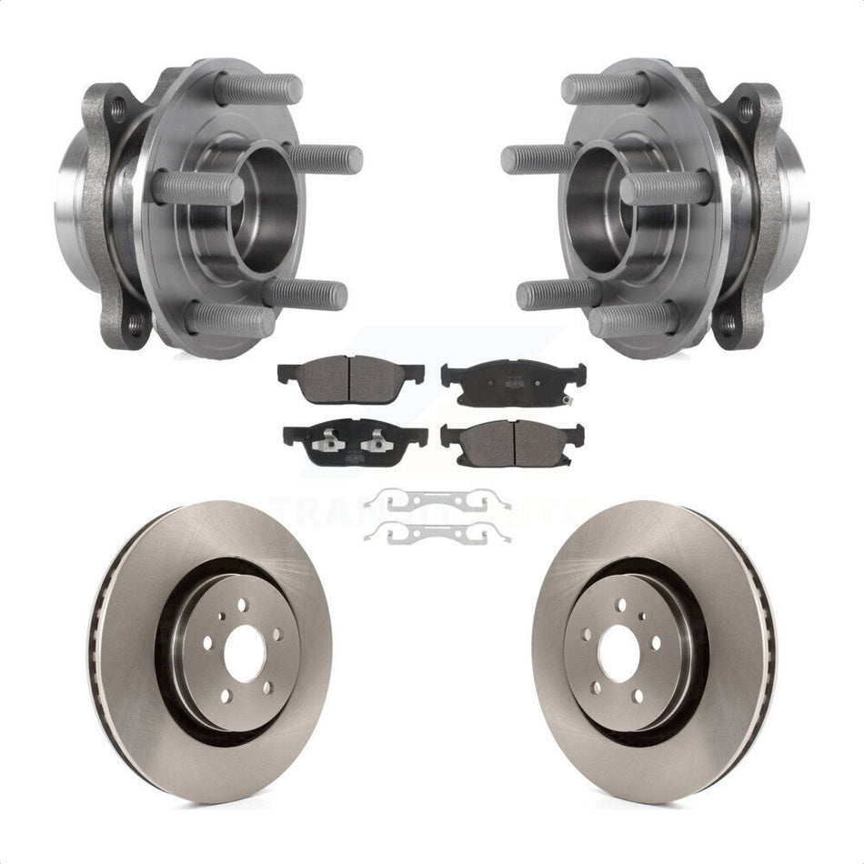 Front Hub Bearing Brake Rotor Pads Kit For 19-23 Lincoln Nautilus With Vented Rear Rotors KBB-127523