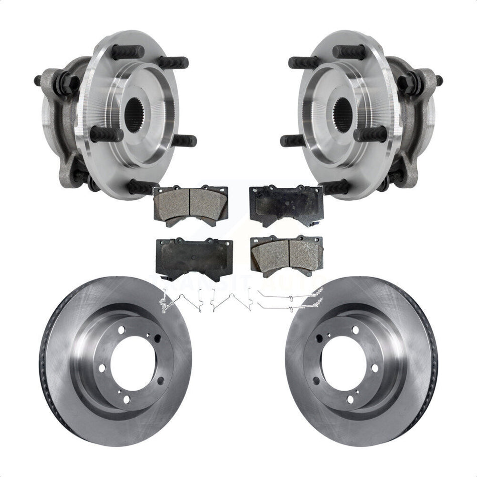 Front Hub Bearing Brake Rotor And Pad Kit For Toyota Tundra Sequoia Complete Assembly 4WD KBB-127526