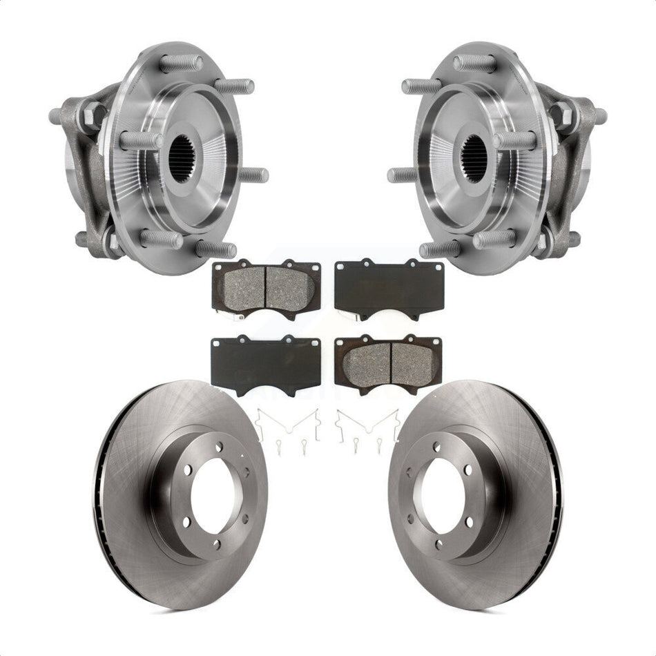 Front Hub Bearing Assembly Disc Brake Rotors And Pads Kit For Toyota 4Runner Lexus GX470 KBB-127535