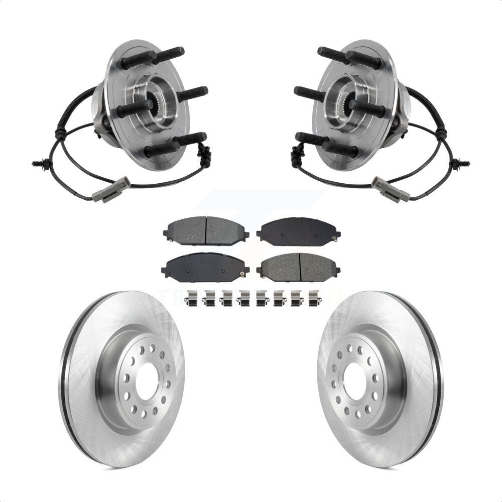Front Hub Bearing Assembly Disc Brake Rotor Pads Kit For Ram 1500 With 22" Factory Wheels KBB-127544