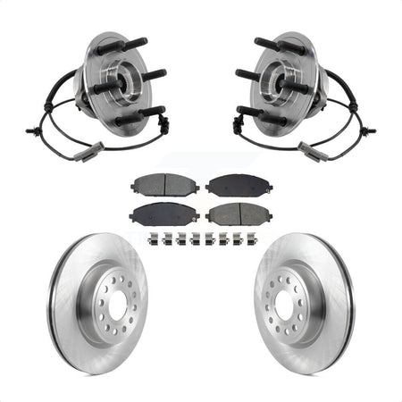 Front Hub Bearing Assembly Disc Brake Rotor Pads Kit For Ram 1500 With 22" Factory Wheels KBB-127544