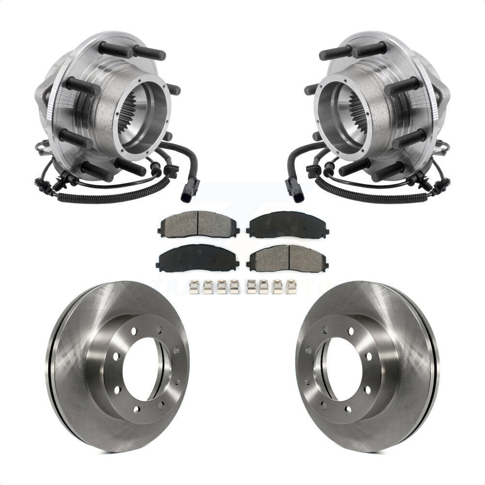 Front Hub Bearing Assembly Disc Brake Rotors And Pads Kit For Ford F-350 Super Duty 4WD KBB-127549
