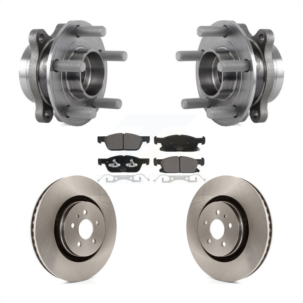 Front Hub Bearing Brake Rotor Pads Kit For 19-23 Lincoln Nautilus With Vented Rear Rotors KBB-127552