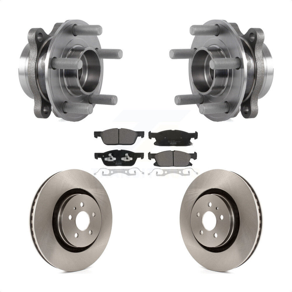 Front Hub Bearing Brake Rotor Pads Kit For 19-23 Lincoln Nautilus With Vented Rear Rotors KBB-127552