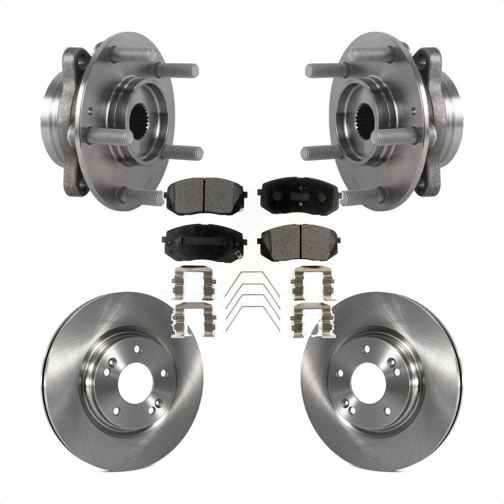 Front Hub Bearing Brake Rotor & Pads Kit For Kia Forte Hyundai Elantra GT Forte5 Veloster KBB-127565