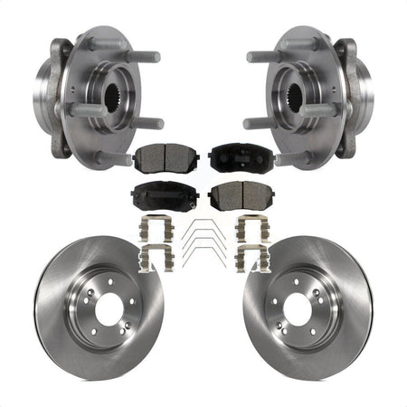 Front Hub Bearing Brake Rotor & Pads Kit For Kia Forte Hyundai Elantra GT Forte5 Veloster KBB-127565