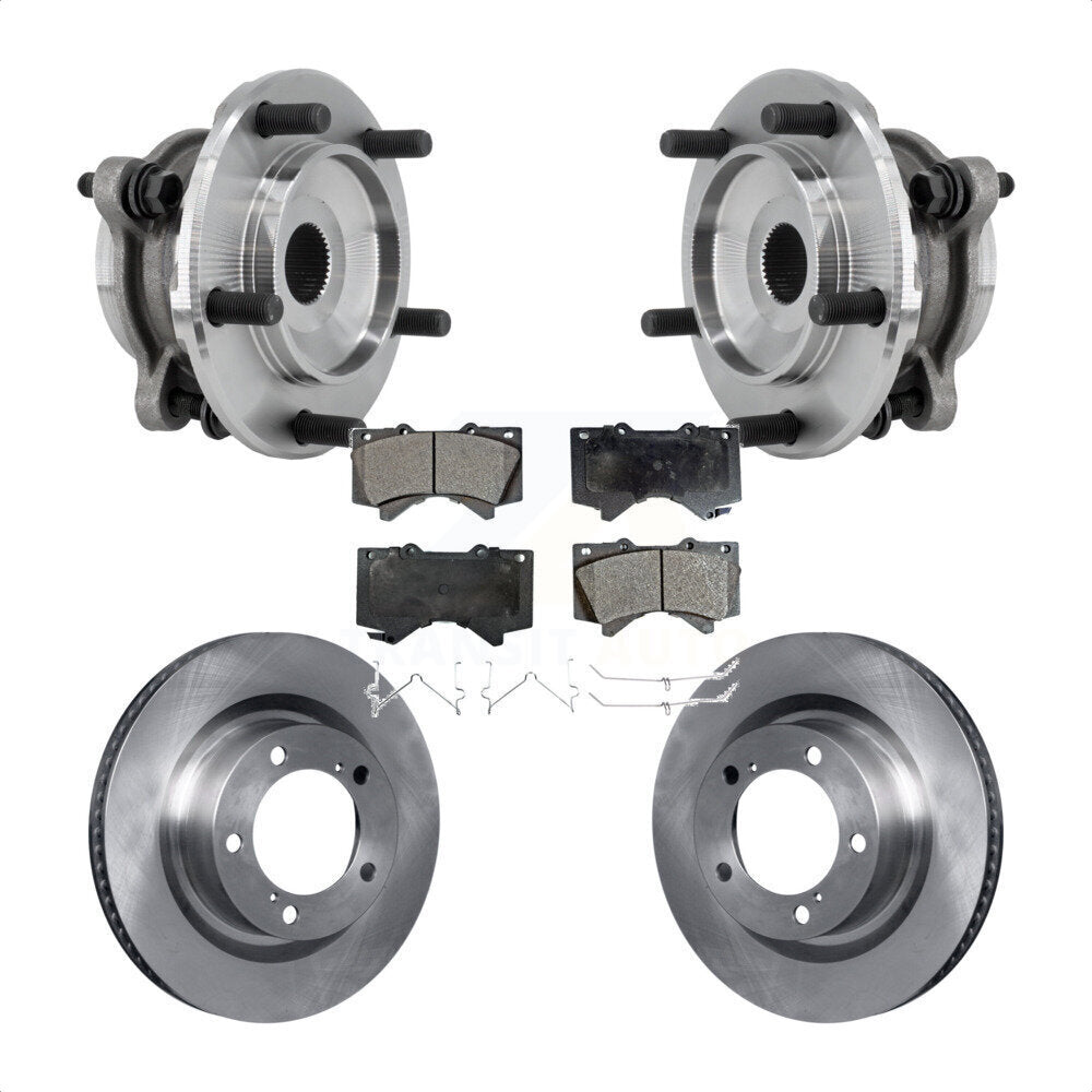 Front Hub Bearing Brake Rotor And Pad Kit For Toyota Tundra Sequoia Complete Assembly 4WD KBB-127567