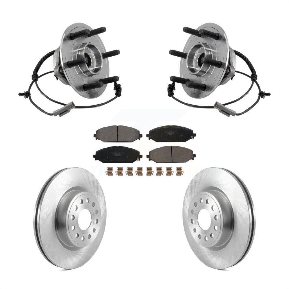 Front Hub Bearing Assembly Disc Brake Rotor Pads Kit For Ram 1500 With 22" Factory Wheels KBB-127573