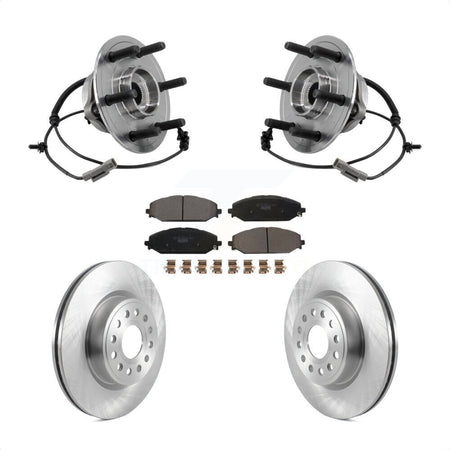 Front Hub Bearing Assembly Disc Brake Rotor Pads Kit For Ram 1500 With 22" Factory Wheels KBB-127573