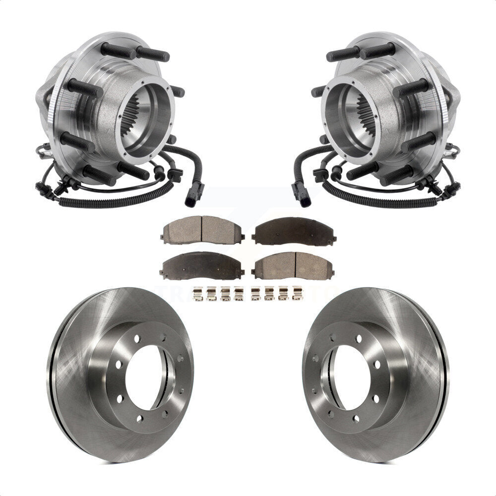 Front Hub Bearing Assembly Disc Brake Rotors And Pads Kit For Ford F-350 Super Duty 4WD KBB-127580