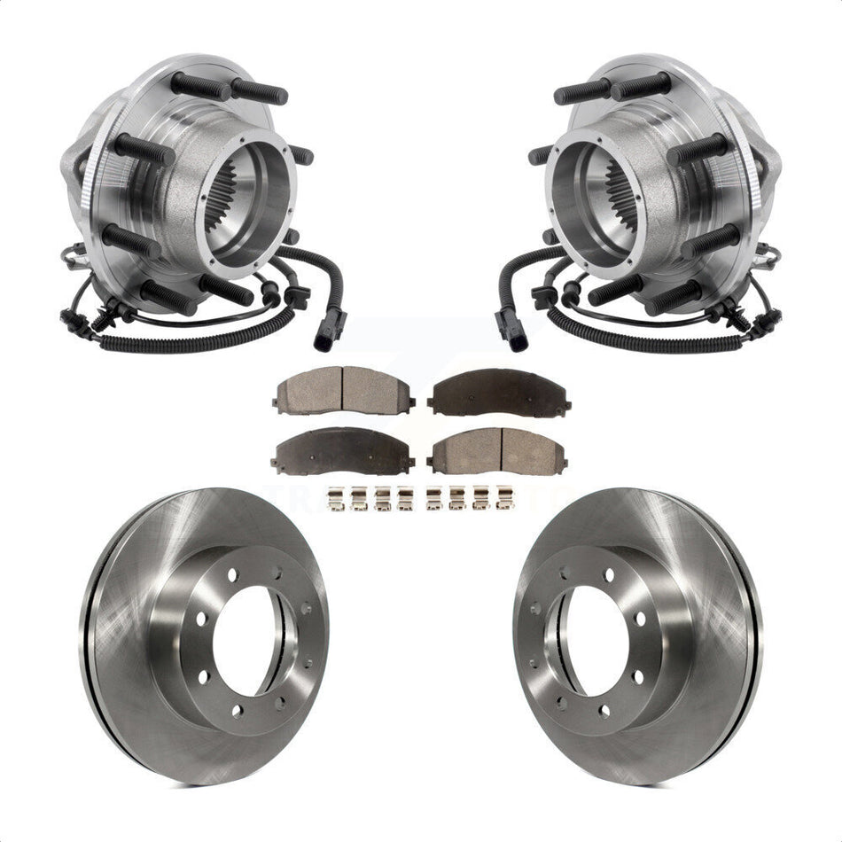 Front Hub Bearing Assembly Disc Brake Rotors And Pads Kit For Ford F-350 Super Duty 4WD KBB-127580