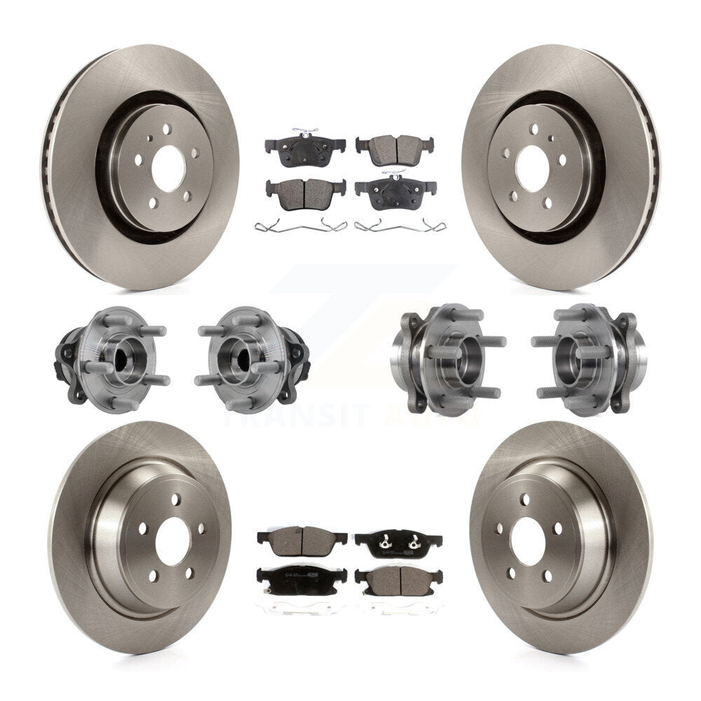 Front Rear Hub Bearings Disc Brake Rotors And Pads Kit (10Pc) For Lincoln Continental FWD KBB-127594