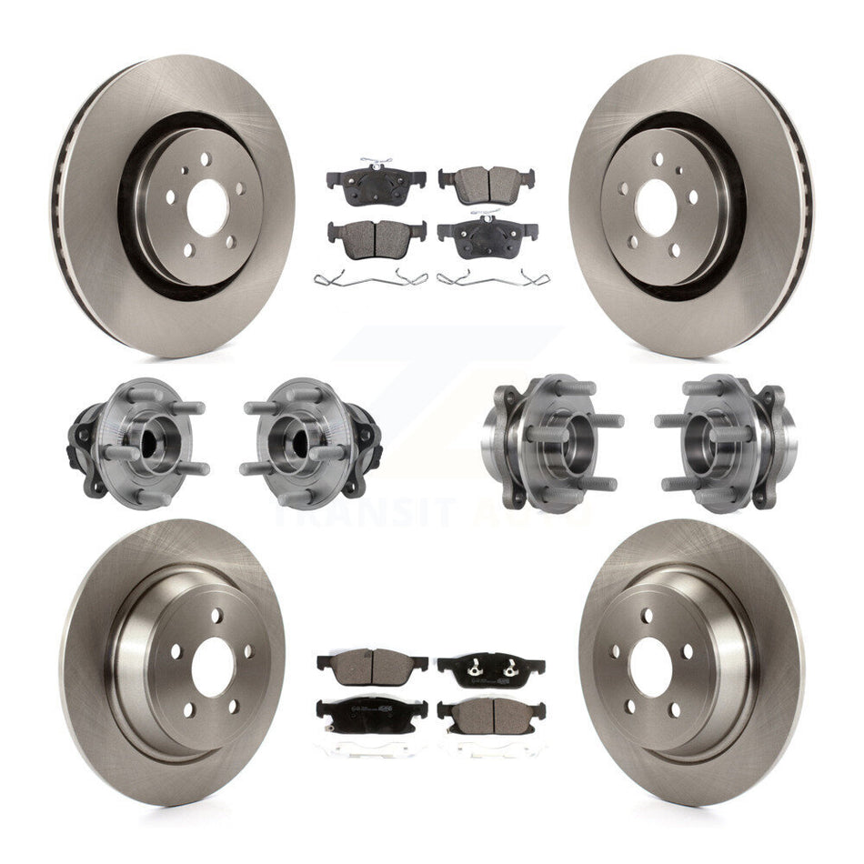 Front Rear Hub Bearings Disc Brake Rotors And Pads Kit (10Pc) For Lincoln Continental FWD KBB-127594