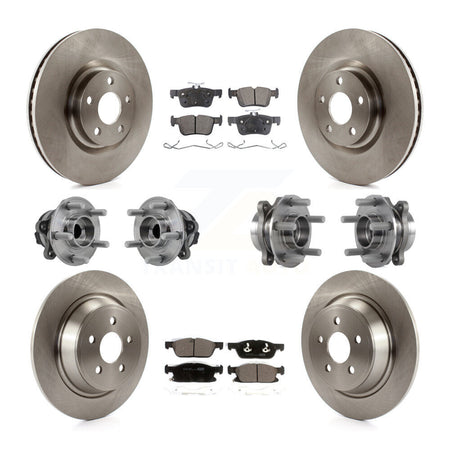 Front Rear Hub Bearings Disc Brake Rotors And Pads Kit (10Pc) For Lincoln Continental FWD KBB-127595