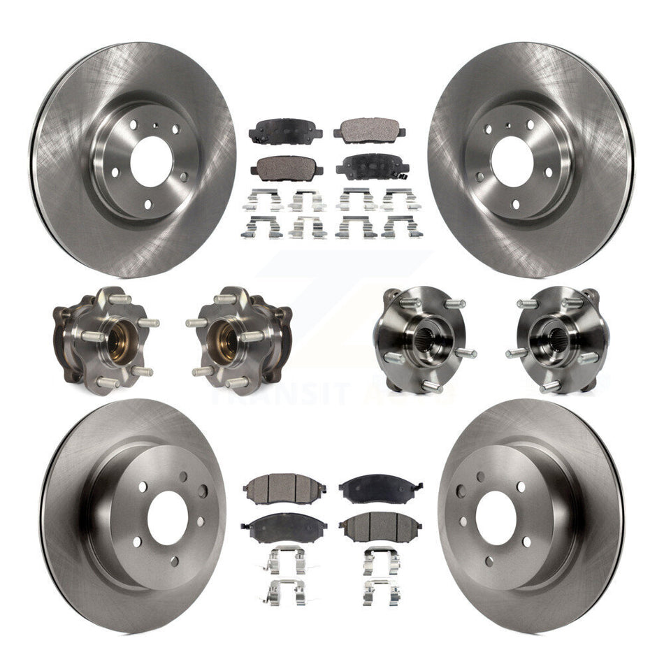 Front Rear Hub Bearing Disc Brake Rotor And Pad Kit (10Pc) For 2006-2007 INFINITI M35 AWD KBB-127598