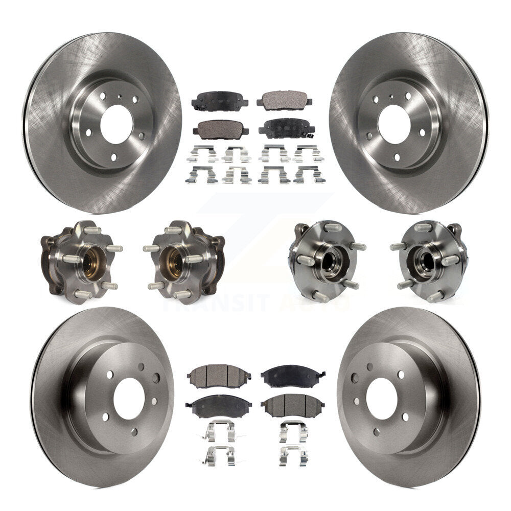 Front Rear Hub Bearing Disc Brake Rotor And Pad Kit (10Pc) For 2006-2007 INFINITI M35 RWD KBB-127599