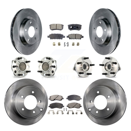 Front Rear Hub Bearing Disc Brake Rotor Pad Kit (10Pc) For Dodge Avenger Caliber Chrysler KBB-127602