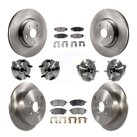 Front Rear Hub Bearings Disc Brake Rotors And Ceramic Pads Kit (10Pc) For Subaru WRX KBB-127606