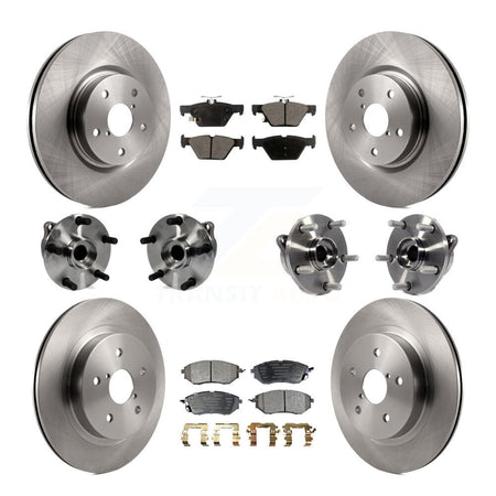 Front Rear Hub Bearings Disc Brake Rotors And Ceramic Pads Kit (10Pc) For Subaru WRX KBB-127607