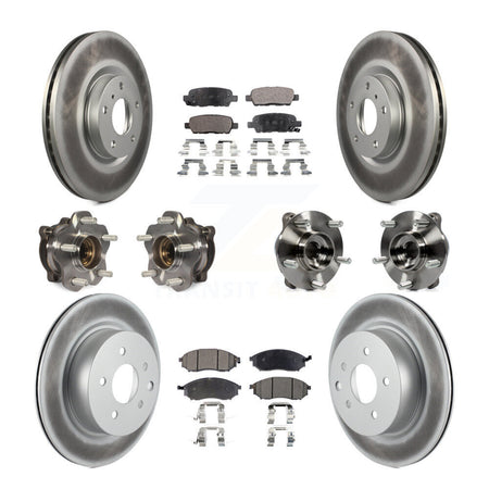Front Rear Hub Bearing Coated Brake Rotor & Pad Kit (10Pc) For 2006-2007 INFINITI M35 AWD KBB-127615